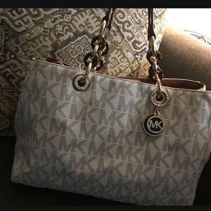 Michael Kors Cream Monogram Shoulder Bag